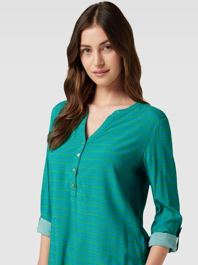 Montego Blouse met all-over motief Aquablauw - 3