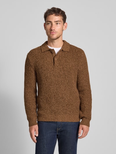JAKE*S STUDIO MEN Strickpullover mit Kentkragen Dunkelbraun Melange 4