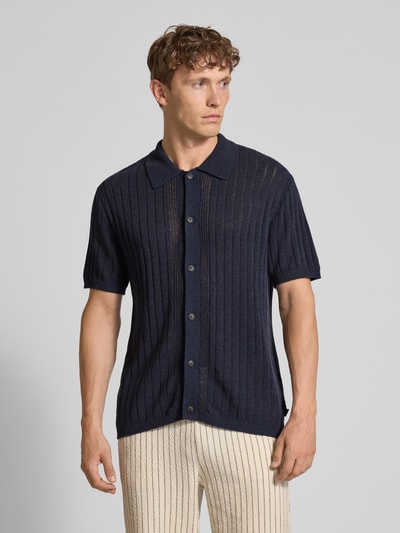 Les Deux Regular Fit Freizeithemd aus Baumwoll-Leinen-Mix Modell 'Floyd' Marine 4