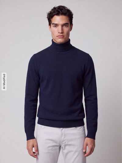 Selected Pullover mit Rollkragen Dunkelblau 4