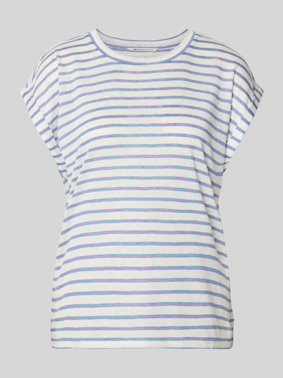 Produktfoto, biało-niebieskie paski, miękka struktura materiału, Relaxed Fit T-Shirt aus Viskose-Mix von Tom Tailor Denim, damski t-shirt