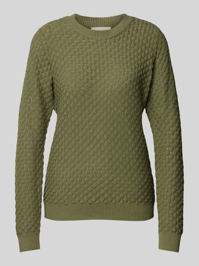 FREE/QUENT Strickpullover mit gerippten Abschlüssen Modell 'Dodo' Oliv 2