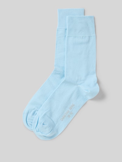 Produktfoto, Socken mit geripptem Abschluss im 2er-Pack von Christian Berg Men, jasnoniebieskie, bawełniany mix ze stretchem, nadruk z logo