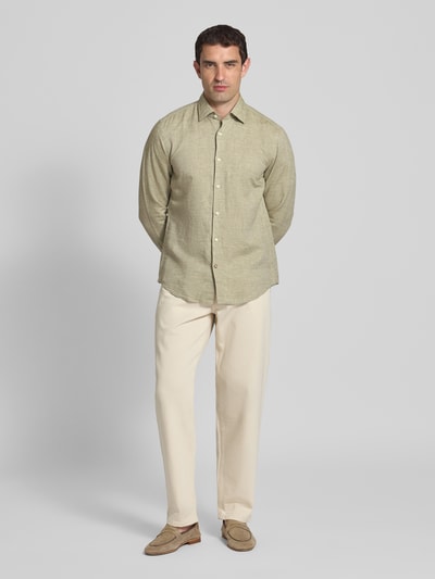 BOSS Casual Fit Businesshemd aus Leinen-Baumwoll-Mix Lind 1