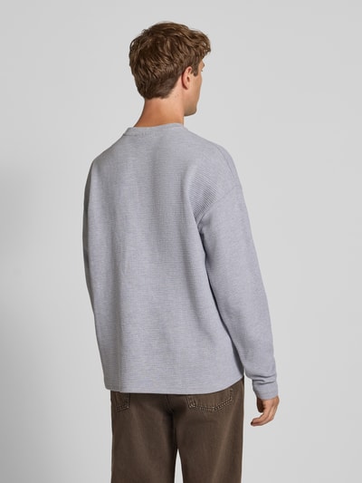 Pegador Longsleeve mit Logo-Stitching und Rundhalsausschnitt Hellgrau Melange 5