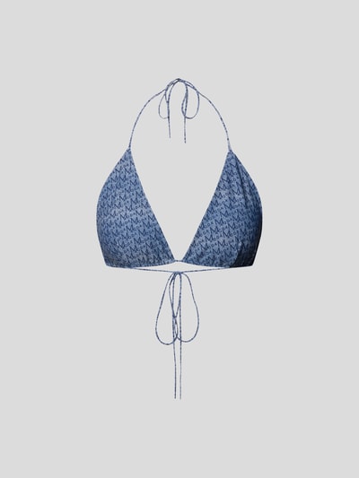 Magda Butrym Bikini-Oberteil mit Allover-Label Blau 2