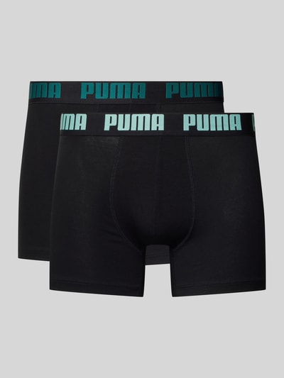Produktfoto, Trunks aus Baumwoll-Mix im 2er-Pack von PUMA, Schwarz mit elastischem Bund und Label-Detail, körpernahe Passform, glatte Textur