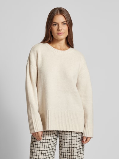 Pieces Pullover met lange mouwen en zijsplitten, model 'NANCY' Offwhite - 4