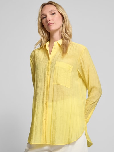 HUGO Bluzka koszulowa o kroju relaxed fit z efektem marszczenia model ‘Elodina’ Jasnożółty 3