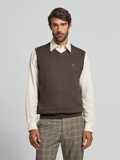 Fynch-Hatton Pullunder mit Logo-Detail Modell 'Slipover Superfine' Mittelbraun 4