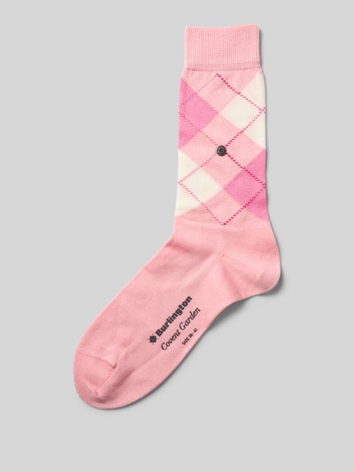 Burlington Sokken met argyle-stitching, model 'Covent' Roze - 1