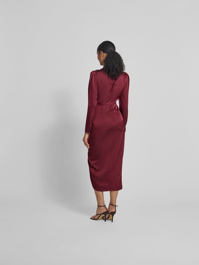 Self-Portrait Midikleid mit Raffungen Bordeaux 5