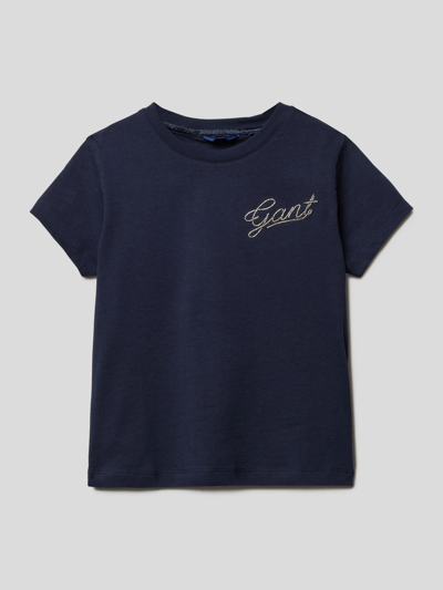 Gant T-Shirt mit Label-Stitching Marine 1