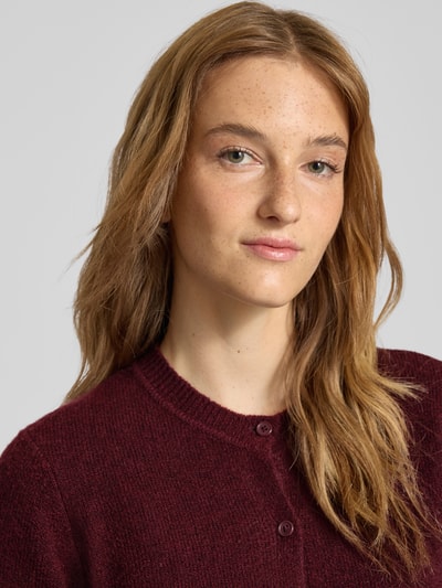 Pieces Kurtka z dzianiny o kroju regular fit z dodatkiem wełny model ‘MALOU’ Ciemnoczerwony melanż 3