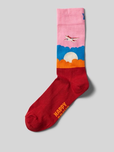 Happy Socks Socken mit Motiv-Stitching Modell 'Airplane' Pink 1