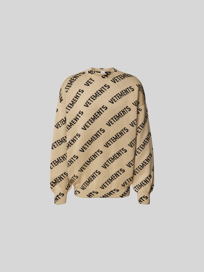 VETEMENTS Oversized Wollpullover mit Stehkragen Taupe 1