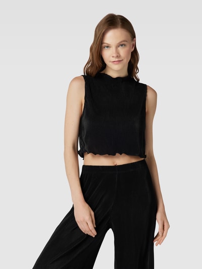 ONLY Crop Top mit Muschelsaum Modell 'NISHE' Black 4
