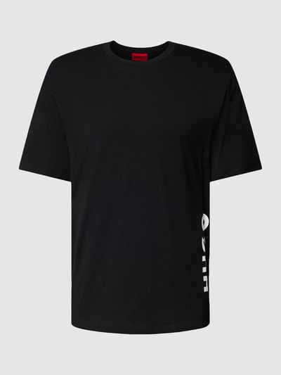 HUGO T-shirt o luźnym kroju z nadrukiem z logo Czarny 2