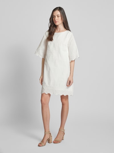 Esprit Minikleid in unifarbenem Design mit Rundhalsausschnitt Offwhite 1