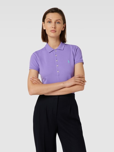 Polo Ralph Lauren Slim Fit Poloshirt mit Label-Stitching Modell 'JULIE' Lila 4