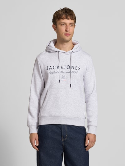 JACK & JONES relaxed fit hoodie van katoenmix model 'KYLE' Offwhite gemêleerd - 4