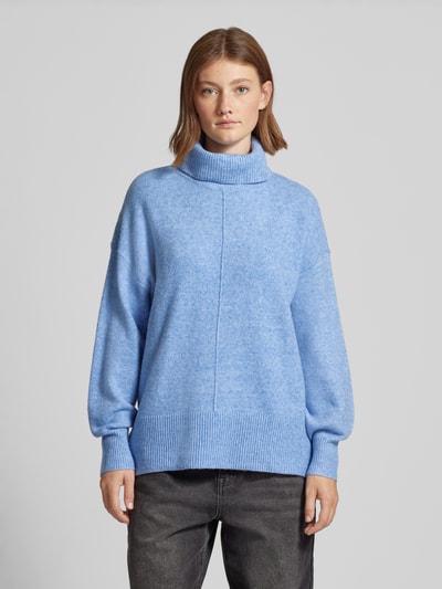 Pieces Rollkragenpullover mit erhabener Naht Modell 'MALOU' Hellblau 4