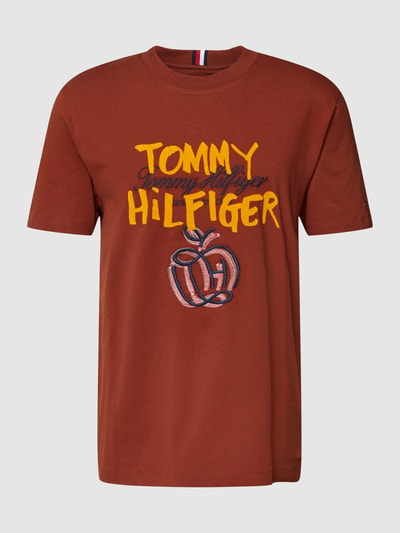 Tommy Hilfiger Casual Fit T-Shirt mit Label-Stitching Modell 'POP PREP' Rostrot 2