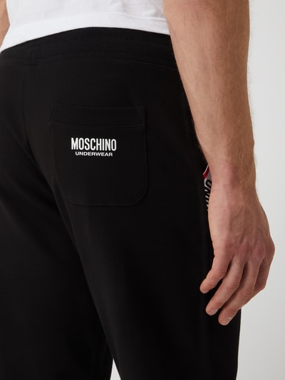 Moschino Swim + Underwear Spodnie dresowe z paskiem z logo  Czarny 3