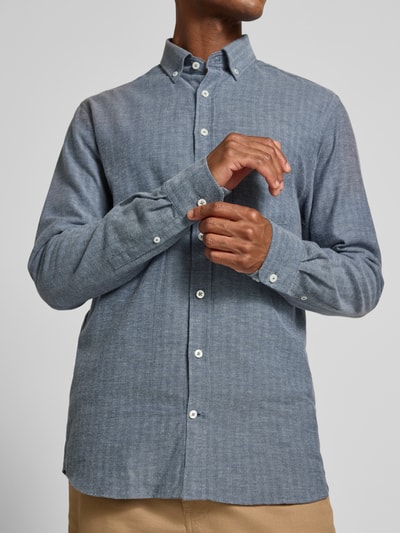 bugatti Freizeithemd mit Knopfleiste Marine 3