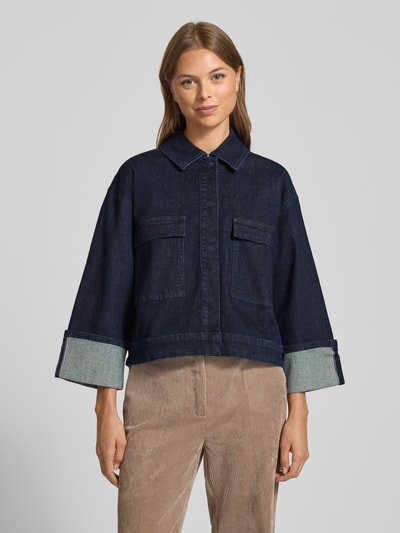 OPUS Jeansjack met platte kraag, model 'Hollice' Jeansblauw - 4