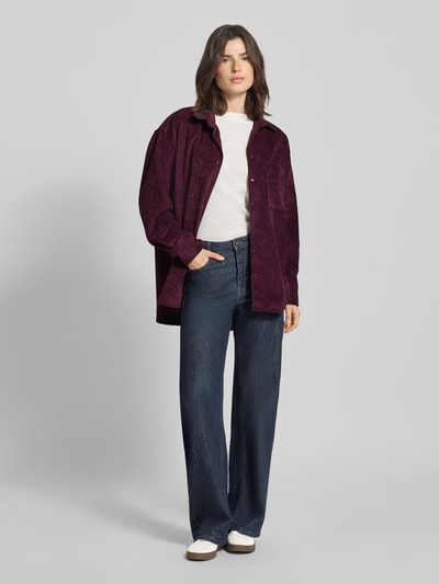 0039 Italy Bluzka koszulowa z listwą guzikową model ‘BETTY’ Bordowy 1