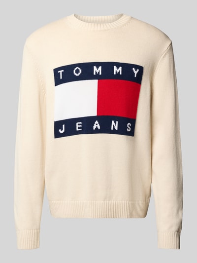Tommy Jeans Regular Fit Strickpullover aus reiner Baumwolle Offwhite Melange 2