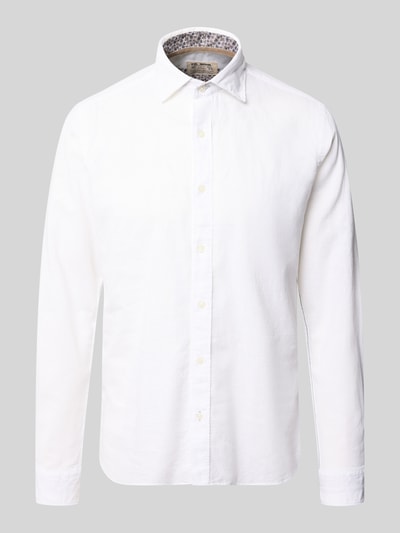 FIL NOIR Regular Fit Business-Hemd aus Leinen-Baumwoll-Mix Modell 'ROMA' Weiss 2