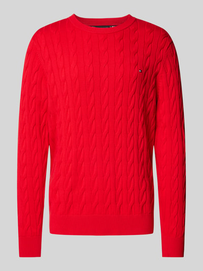 Tommy Hilfiger Strickpullover mit Zopfmuster Rot 2