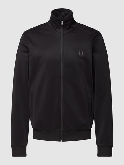 Fred Perry Sweatjacke mit Label-Stitching Schwarz 2