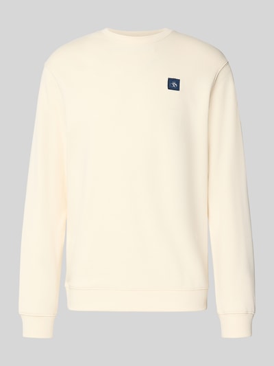 Produktfoto, Sweatshirt mit Label-Badge und Rundhalsausschnitt von Scotch & Soda, Herren, Reine Baumwolle, Regular-Fit, cremefarben, glatte Textur