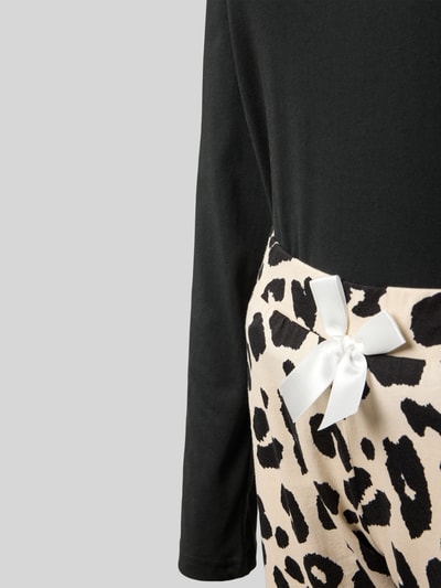 LOUIS & LOUISA Piżama z wyhaftowanym napisem model ‘Schmusekatze’ Czarny 2