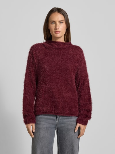 FREE/QUENT Gebreide pullover met ronde hals, model 'Cat' Bordeaux - 4