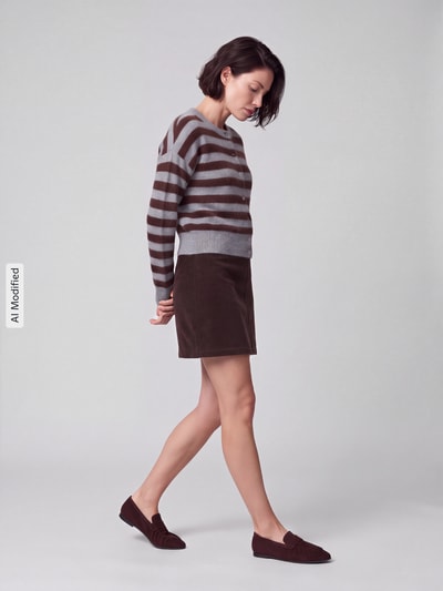ONLY Lekko rozszerzana spódnica mini z mieszanka bawełny model 'FLORA' Czekoladowy 1