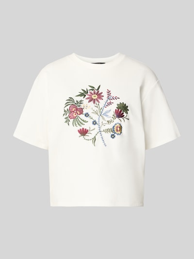 Productfoto, Regular Fit T-Shirt uit puur katoen model 'SABATO' van Weekend Max Mara, uni optiek, floral-stitching, fijnrib, rondhals, korte mouw
