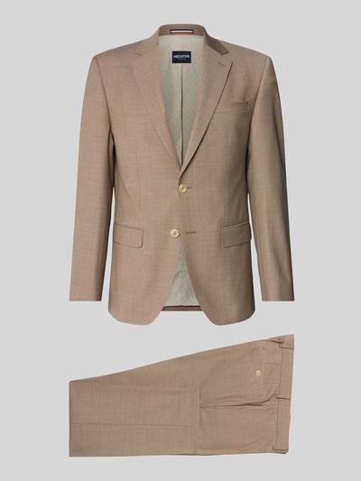 Produktfoto, Slim Fit Anzug aus Schurwoll-Mix von HECHTER PARIS in hellem Beige, klassische Form, feine Textur, neutrale Anordnung