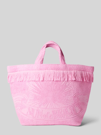 SUN OF A BEACH Strandtasche aus Frottee mit Fransen  Pink 2