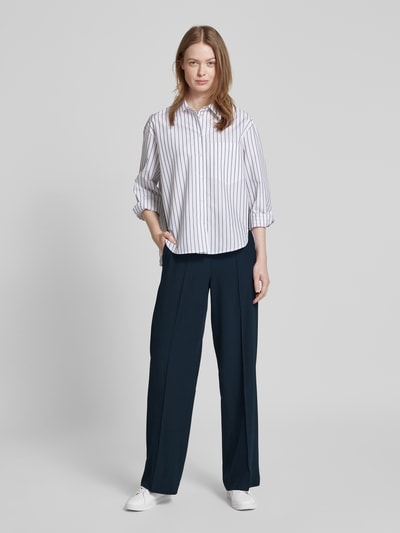 OPUS Straight leg stoffen broek met vaste persplooien, model 'Melane' Marineblauw - 1