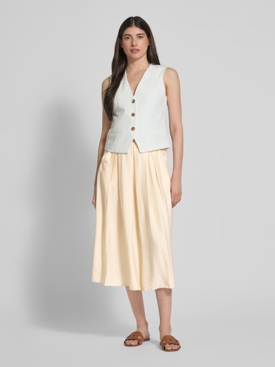 ZABAIONE Midirock mit gelegten Falten und Eingrifftaschen Beige 1