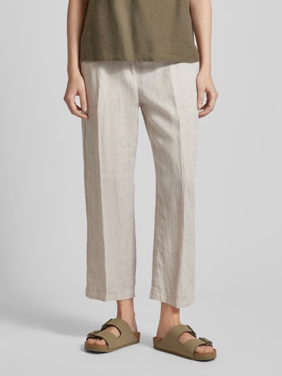 MAC Spodnie lniane o skróconym kroju regular fit model ‘Nora’ Jasnoszary melanż 4