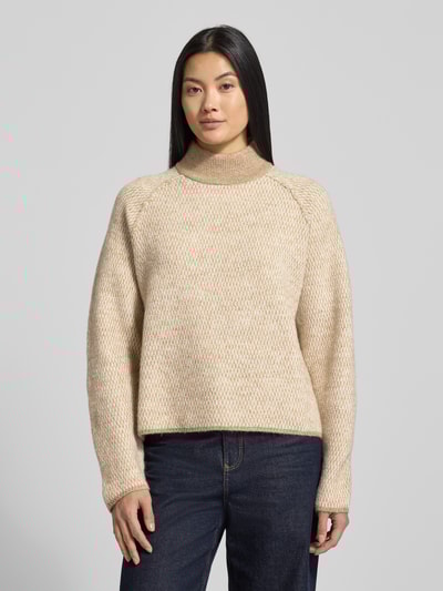 Vero Moda Sweter z dzianiny o kroju regular fit ze wzorem na całej powierzchni model ‘FELIZE’ Piaskowy 4