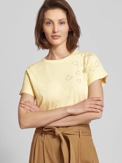 Zadig & Voltaire T-shirt z obszyciem kamieniami stras model ‘ANYA’ Jasnożółty 3