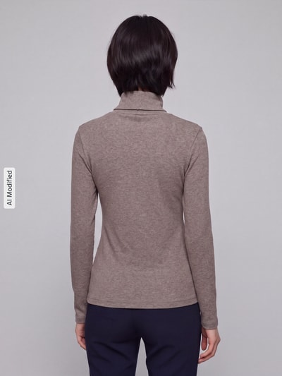 s.Oliver RED LABEL Regular Fit Langarmshirt aus reiner Baumwolle Taupe Melange 5