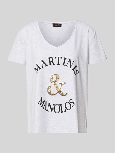 Produktfoto, T-Shirt mit Label-Print von miss goodlife, czysta bawełna, luźny krój, dekolt w serek, nadruk z przodu, długość tyłu w rozmiarze S: 65 cm