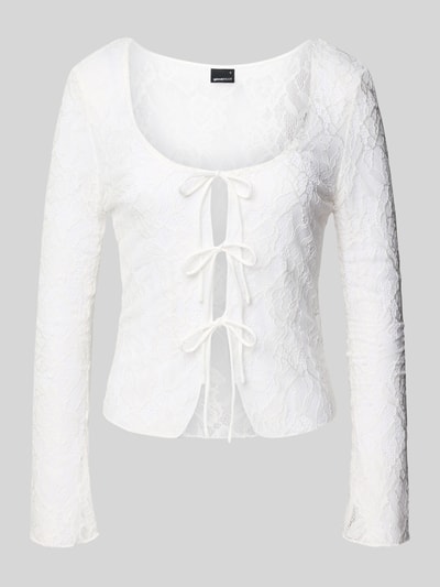 Gina Tricot Bluzka z długim rękawem i wiązaniem Złamany biały 2